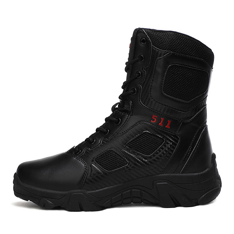 SIMBA'S PRIDE SIMBA'S PRIDE Cow Split Leather Comfortable Crew Combat Boots Men's