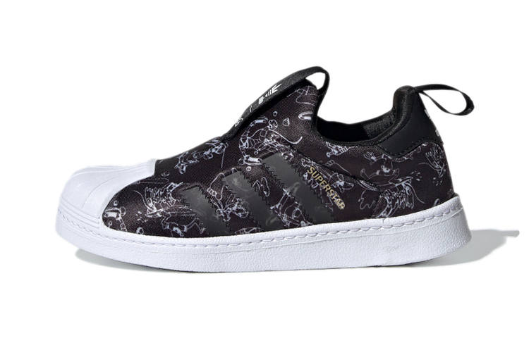 Adidas Originals SUPERSTAR 360 C Abrasion Resistant Low top Skateboard Shoes Black White Children Aged 3 7 Years Old