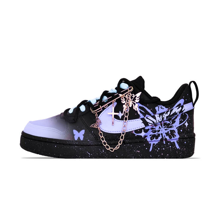 Nike Nike Court Borough Dancing Butterfly Kids' Skateboarding Shoes Black Blue Unisex
