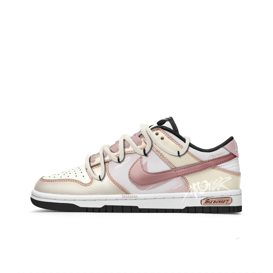 Nike Nike Dunk Graffiti Slip Resistant Abrasion Resistant Low top Kids' Skateboarding Shoes Pink White Teenagers