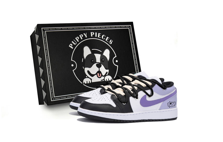 Jordan Jordan Air Jordan 1 Slip Resistant Low top Children's Basketball Shoes Black Purple Teenagers