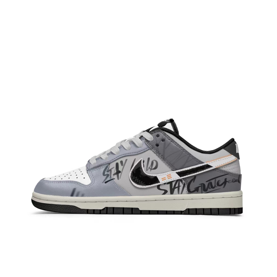 Nike Nike Dunk Gloomy Knight Slip Resistant Abrasion Resistant Low top Kids' Skateboarding Shoes Gray White Teenagers