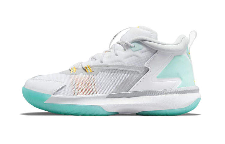 Jordan Jordan Zion 1 Mid top Performance Basketball Shoes White Green Children Aged 3 7 Years Old