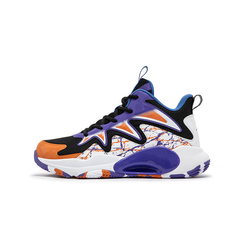 XTEP Tusks Abrasion Resistant Lightweight Cushioning Slip Resistant High top Basketball Shoes White Purple Kids'
