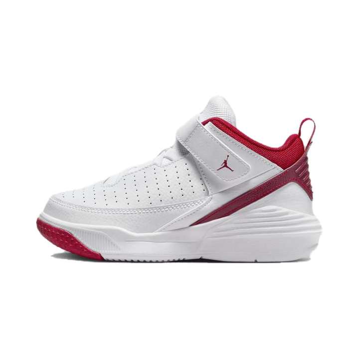 Jordan Pre school Jordan Max Aura 5 Comfortable Slip Resistant Low top Children's Basketball Shoes White Red