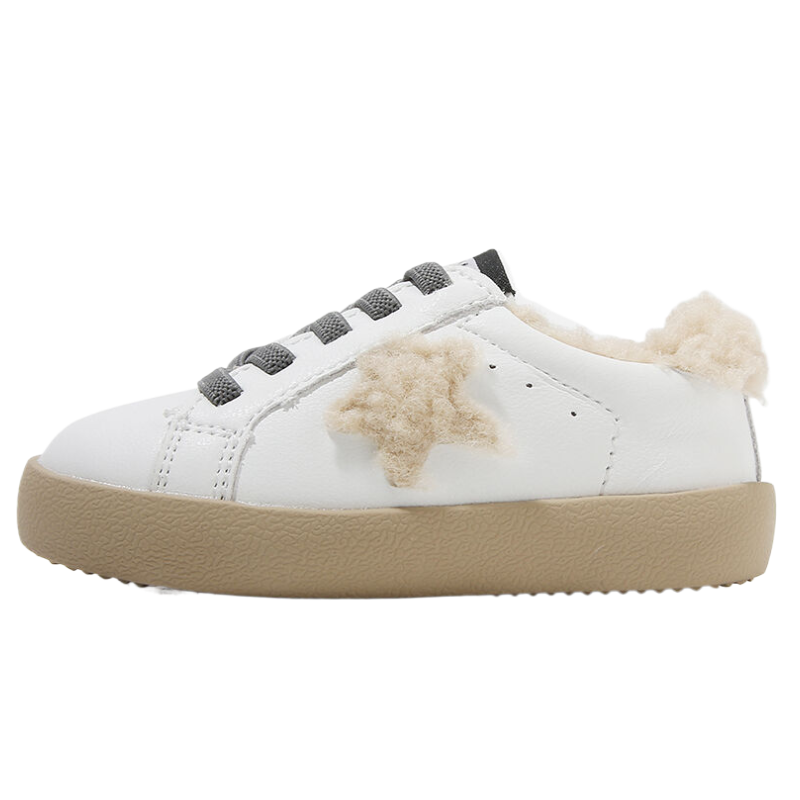 MAIBUXIONG Soft Sole Sports Fleece Lined Kids Lifestyle Shoes Beige Children Aged 3 7 Years Old
