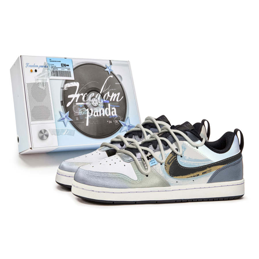 Nike Nike Court Borough Iridescent Sky Slip Resistant Abrasion Resistant Low top Kids' Skateboarding Shoes Blue White