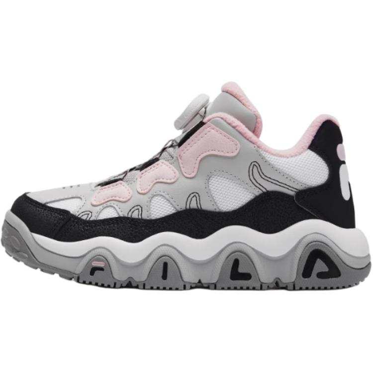 FILA KIDS BOA Slip Resistant Abrasion Resistant Mid top Kids Lifestyle Shoes Gray White Teenagers