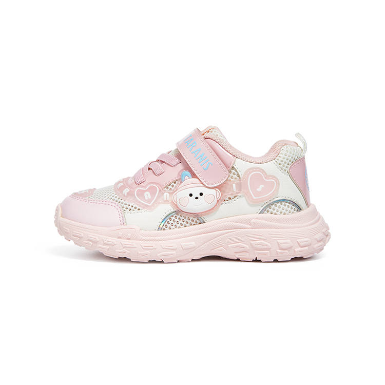 TARANIS Slip Resistant And Breathable Kids' Running Shoes White/Pink Children Aged 3 7 Years Old