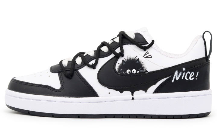 Nike Nike Court Borough Crow Made, Black Dot, Hand Drawn, Coal Ball, Panda Colorway, Comfortable Versatile Low top