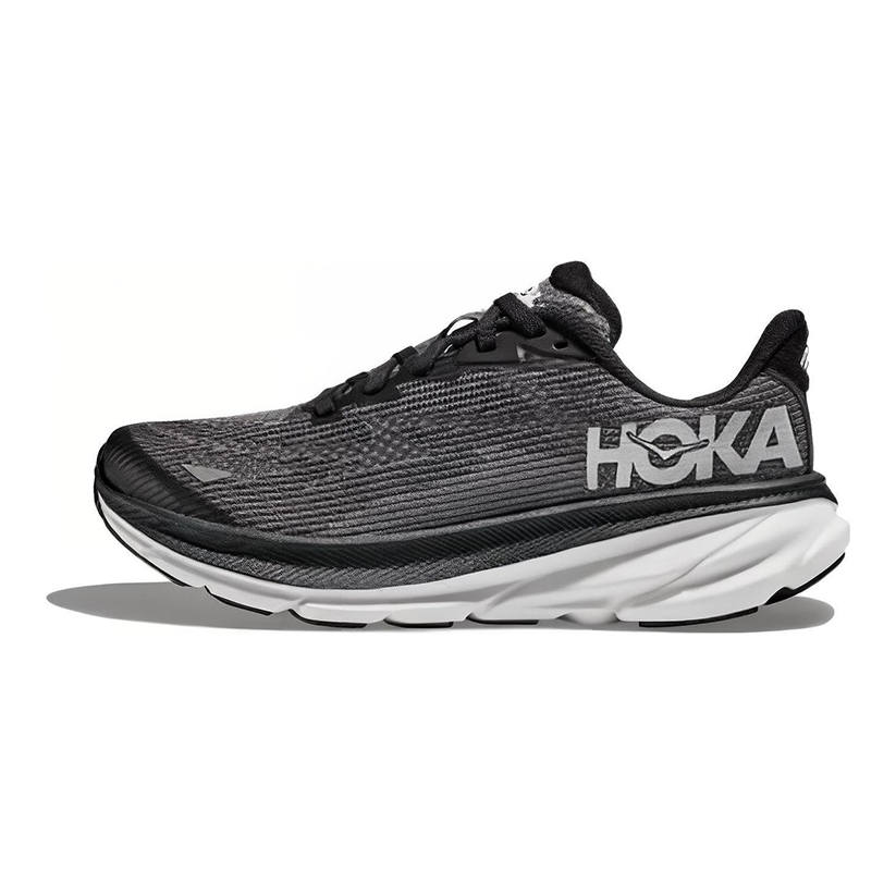 HOKA ONE ONE Clifton 9 Slip Resistant Abrasion Resistant Low top Kids' Running Shoes Black Gray Kids'