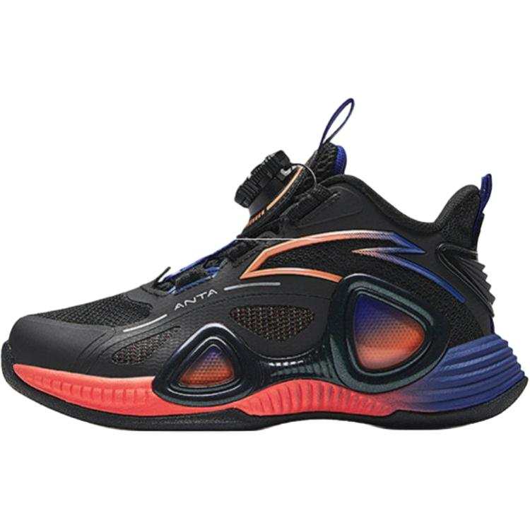 Antakids Fabric Slip Resistant Abrasion Resistant Low top Children's Basketball Shoes Black/Blush Orange