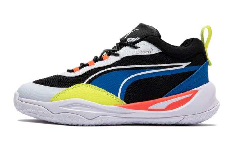 PUMA Playmaker Anti Kick And Abrasion Resistant Low top Kids Lifestyle Shoes Black Blue White