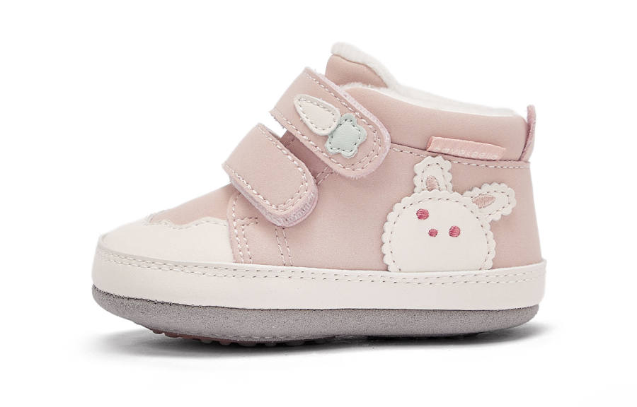 DAVE&BELLA Cute Cartoon Styling Color Block Hook and Loop Soft Sole Shoes With Fleece Lined Lining And Cold Resistant