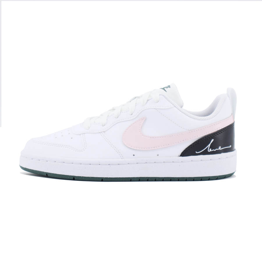 Nike Nike Court Borough Leather Slip Resistant Abrasion Resistant Low top Kids' Skateboarding Shoes White Green Teenagers