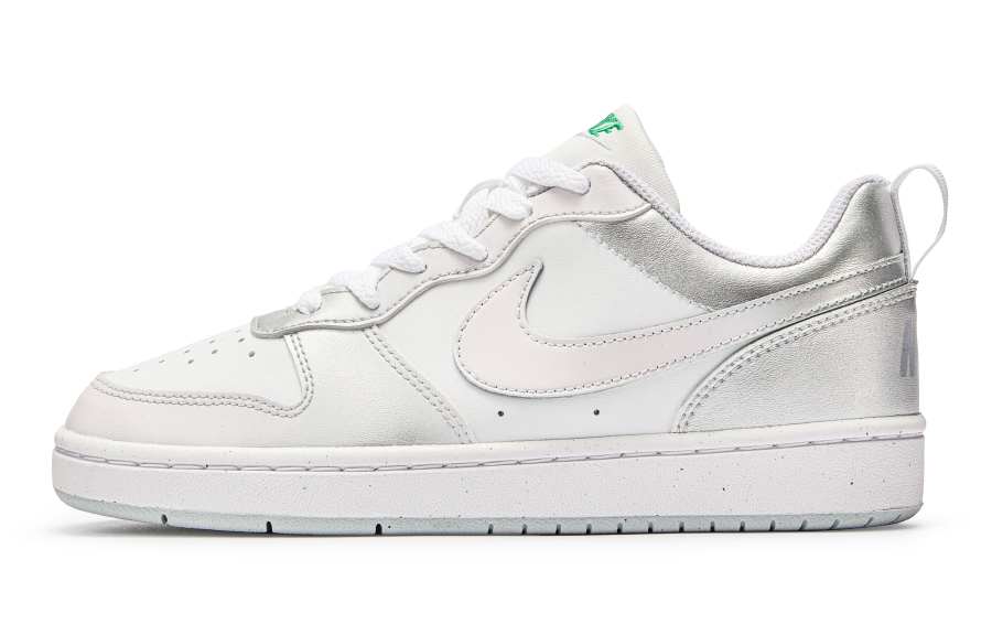 Nike Nike Court Borough Slip Resistant Abrasion Resistant Low top Kids' Skateboarding Shoes Silver White Teenagers