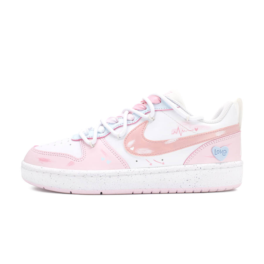 Nike Nike Court Borough Low Slip Resistant Abrasion Resistant Low top Kids' Skateboarding Shoes Blue Pink Teenagers
