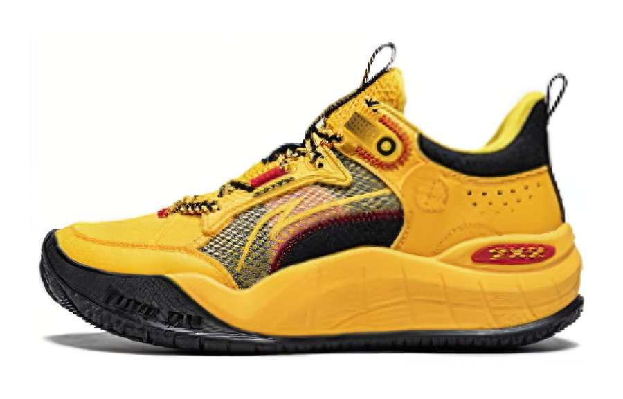 Li-Ning YOUNG Li Ning YOUNG Domain LIGHT FOAM Synthetic Leather Low top Basketball Shoes Yellow Black Teenagers