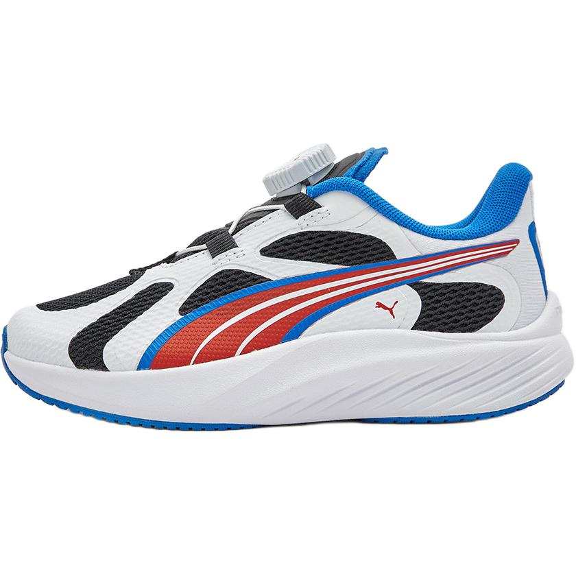 PUMA POUNCE LITE DISC Fabric Abrasion Resistant Lightweight Cushioning Low top Running Shoes White/Red/Black Kids'