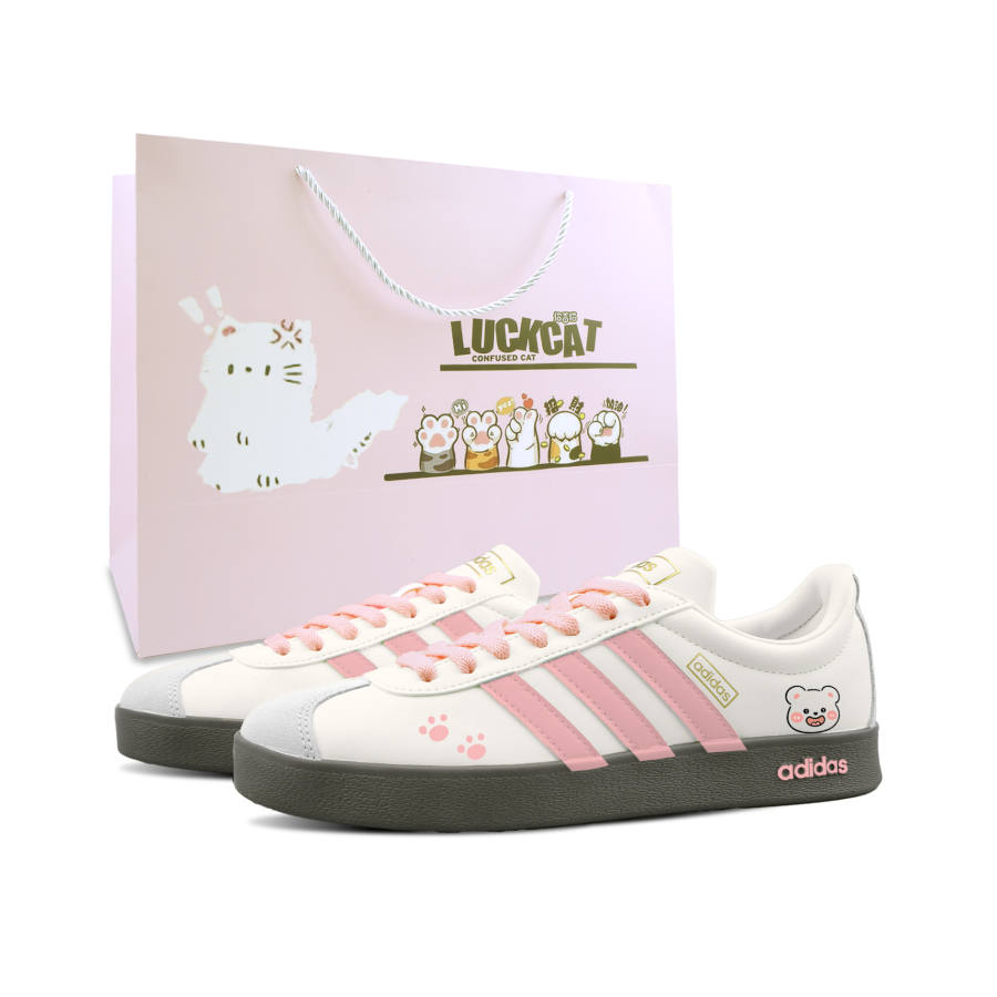 Adidas Adidas VL COURT 2.0 Pink Bear Cute, Special Shopping Bag Abrasion Resistant Low top German Army Trainers Unisex Pink
