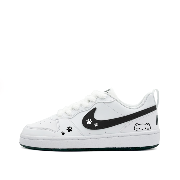Nike Nike Court Borough Synthetic Leather Low top Kids' Skateboarding Shoes Black