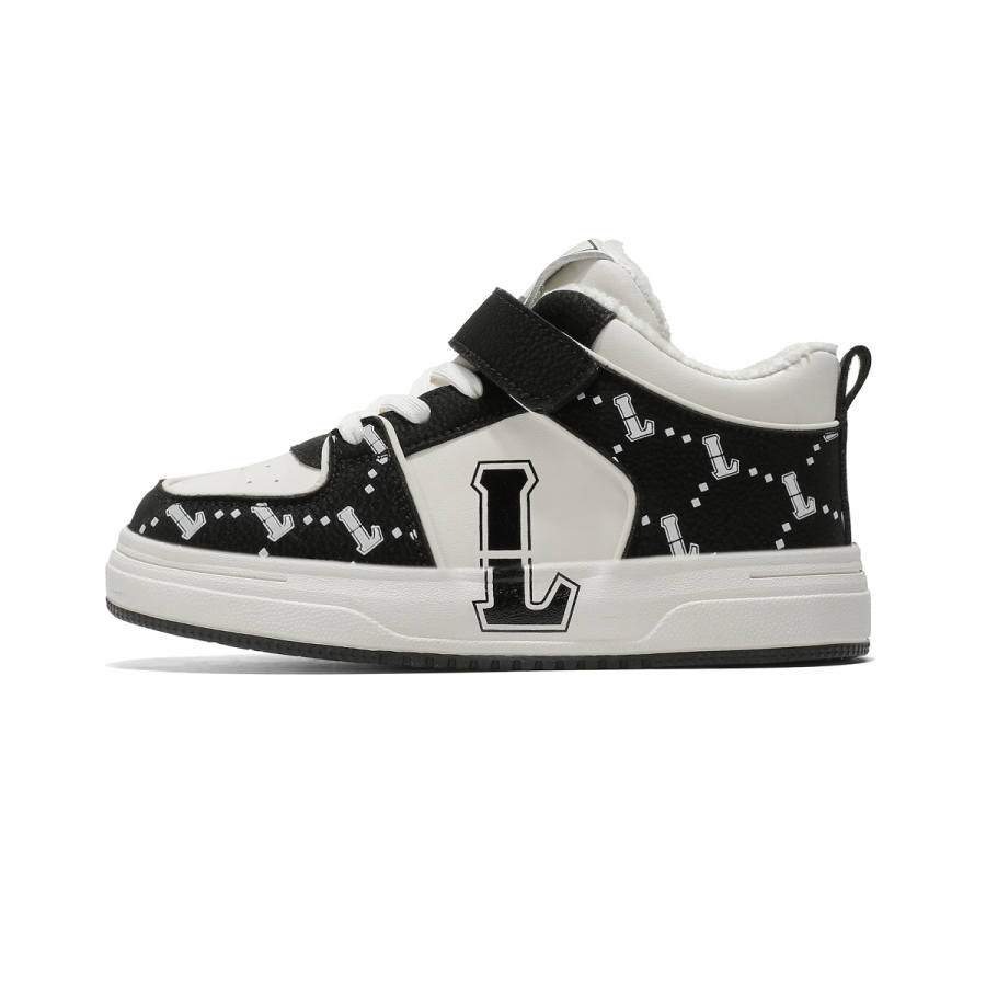 LEE KIDS Fleece Lined Versatile Convenient Hook and Loop Low top Kids' Skateboarding Shoes Unisex