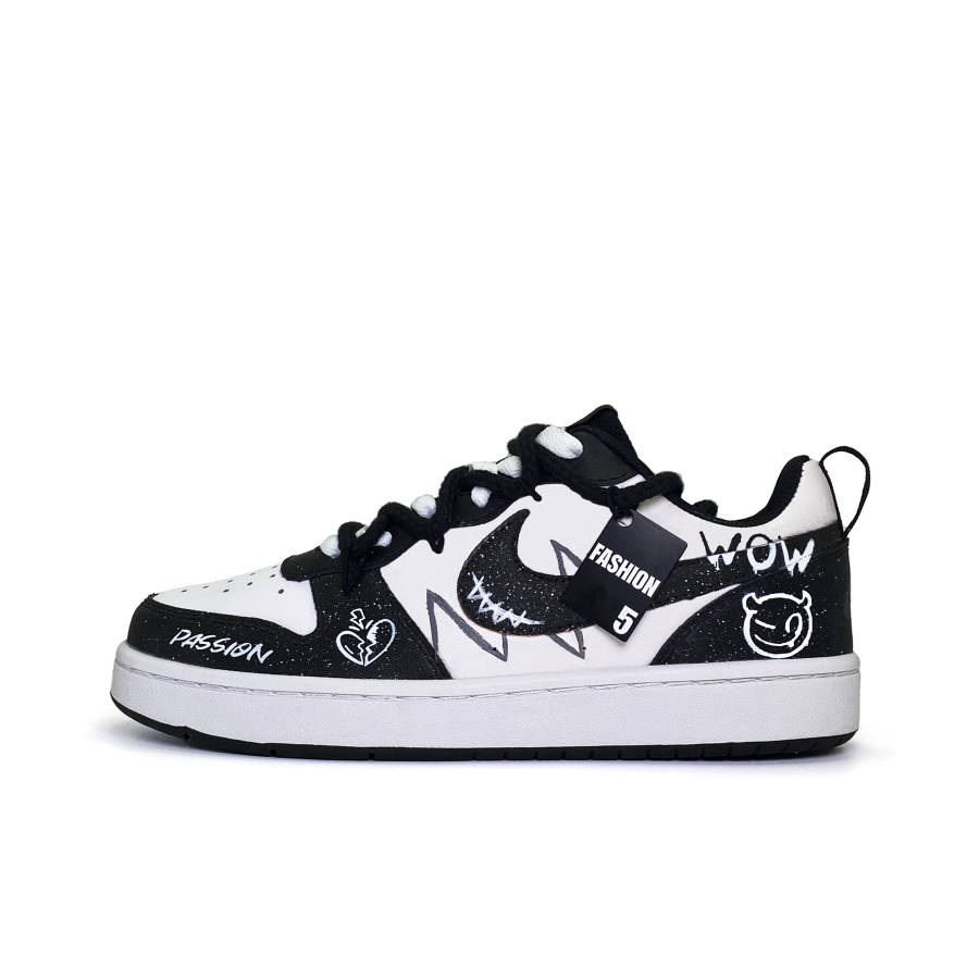 Nike Nike Court Borough Leather Cushioning, Wear Resistant Low top Kids' Skateboarding Shoes Black Teenagers