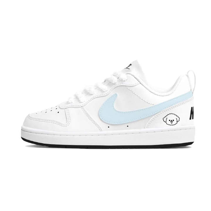 Nike Nike Court Borough Blue Teddy Synthetic Leather Abrasion Resistant Low top Kids' Skateboarding Shoes Light Blue