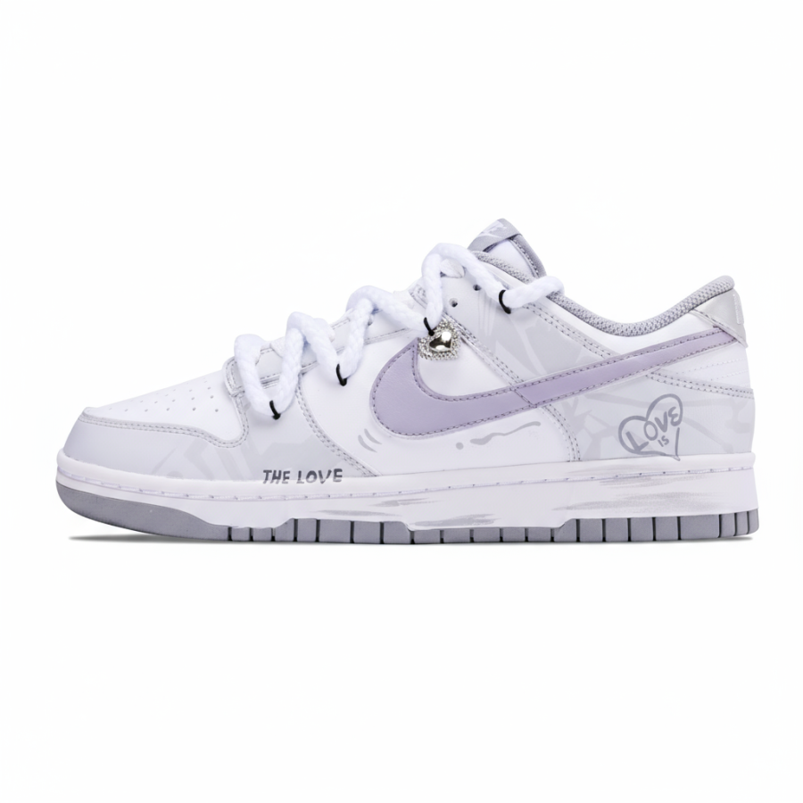 Nike Nike Dunk Gray Tone Love Words Low top Children's Basketball Shoes Light Gray Teenagers