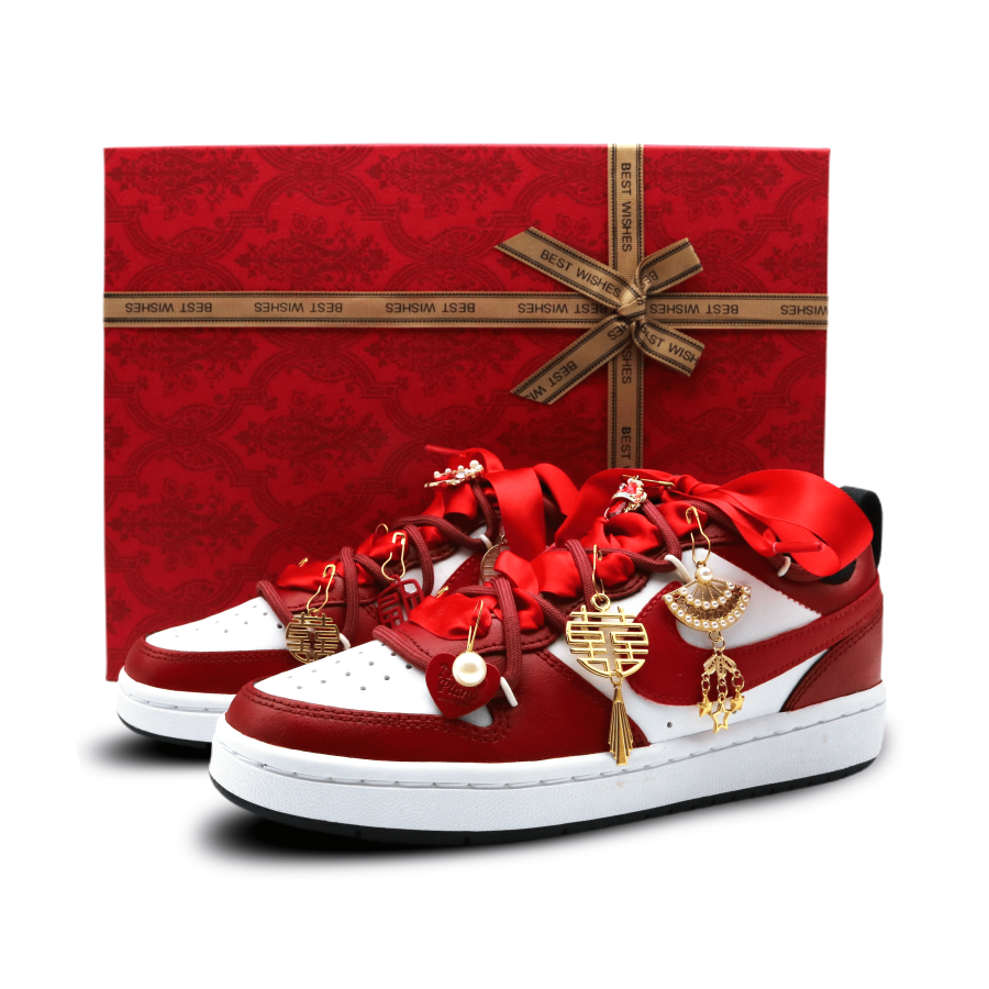Nike Nike Court Borough Slip Resistant Abrasion Resistant Low top Skateboard Shoes Women's Red White