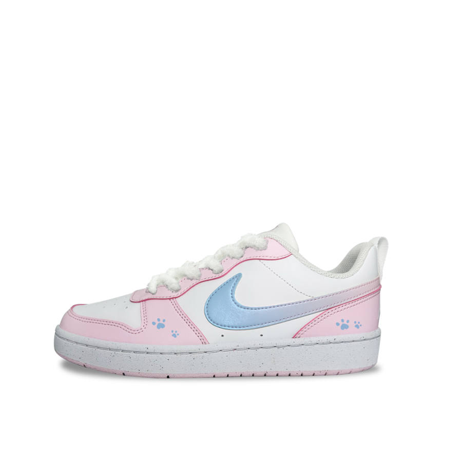 Nike Nike Court Borough Milk Puff Paw Print Slip Resistant Abrasion Resistant Low top Skateboard Shoes Pink Kids'