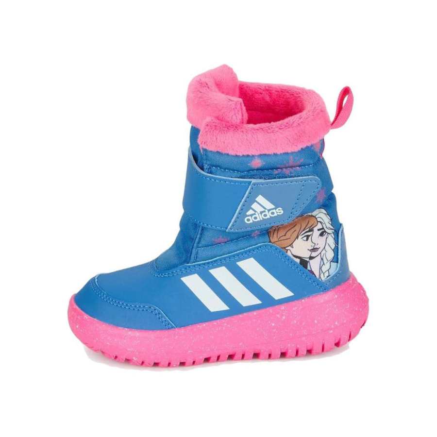 Adidas Adidas WINTERPLAY Frozen Cushioning Abrasion Resistant Cushioning, Wear Resistant High top Toddler Shoes Blue Pink