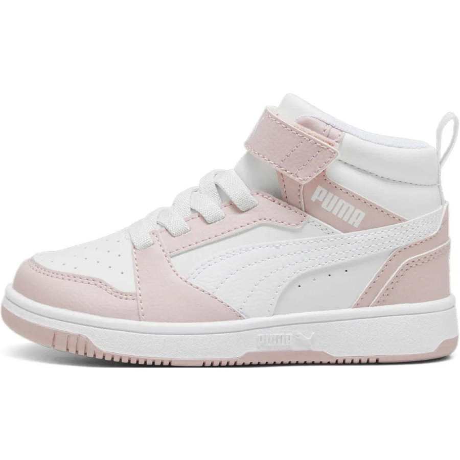 PUMA Rebound V6 Mid top Kids' Skateboarding Shoes White Pink Kids'