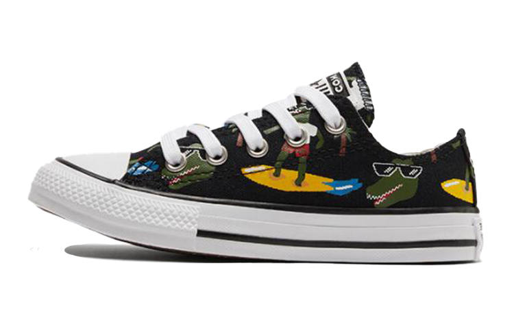Converse Chuck Taylor All Star Canvas Abrasion Resistant Low top Kids Canvas Shoes Black Green Yellow