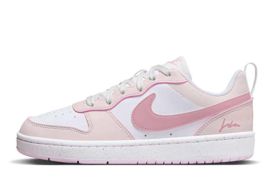 Nike Nike Court Borough Slip Resistant Abrasion Resistant Low top Kids' Skateboarding Shoes White Pink Teenagers