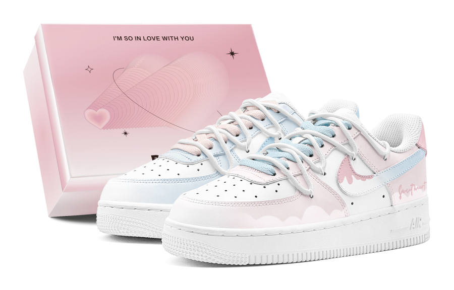 Nike Nike Air Force 1 LE Synthetic Leather Low top Kids' Skateboarding Shoes Pink Teenagers
