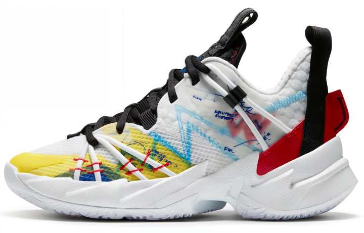 Jordan Jordan Why Not Zer0.3 Slip Resistant Cushioning Abrasion Resistant Low top Basketball Shoes White Yellow Red Unisex