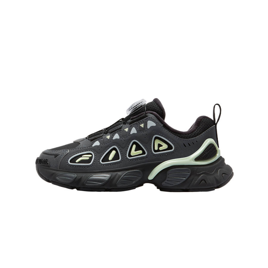 FILA Synthetic Leather, Textile Slip Resistant Kids' Running Shoes Black Gray Teenagers