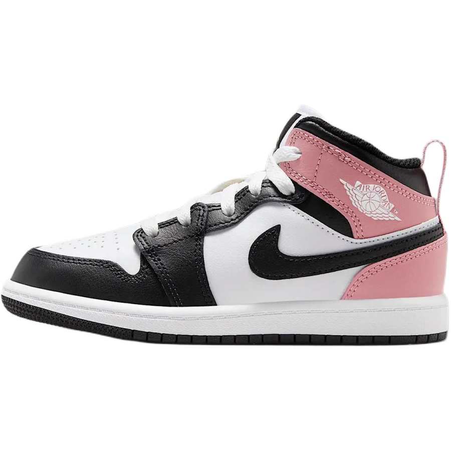 Jordan Jordan Air Jordan 1 Slip Resistant Abrasion Resistant Mid top Basketball Shoes White Black Kids'