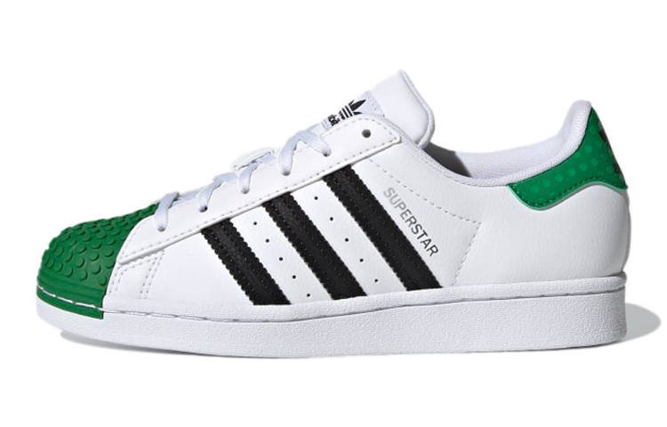 Adidas Originals LEGO x Adidas Originals Superstar J Slip Resistant Slip Resistant Low top Kids' Skateboarding Shoes White Black Green