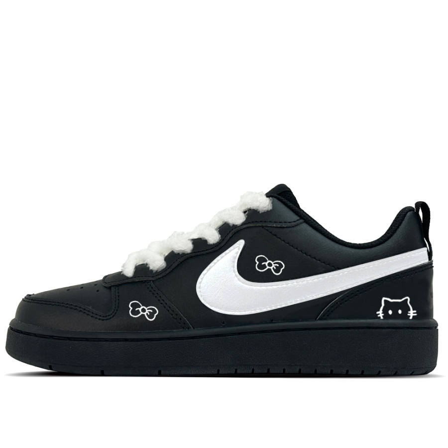 Nike Nike Court Borough Nighttime Cat Sweetknot Leather Slip Resistant Abrasion Resistant Low top Kids' Skateboarding Shoes