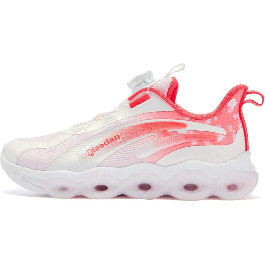 QIAODAN Synthetic Leather Comfortable Low top Running Shoes White Pink Unisex