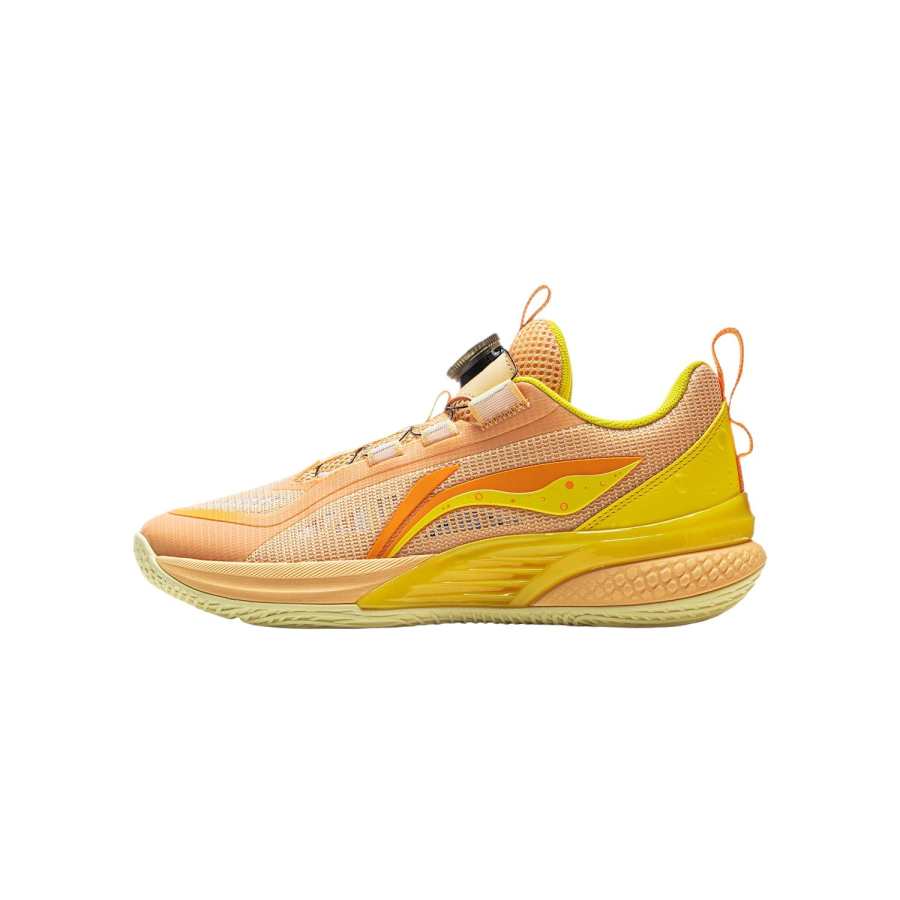 Li-Ning YOUNG Li Ning YOUNG Basketball Pu Slip Resistant And Breathable Low top Children's Basketball Shoes Floating Light Orange
