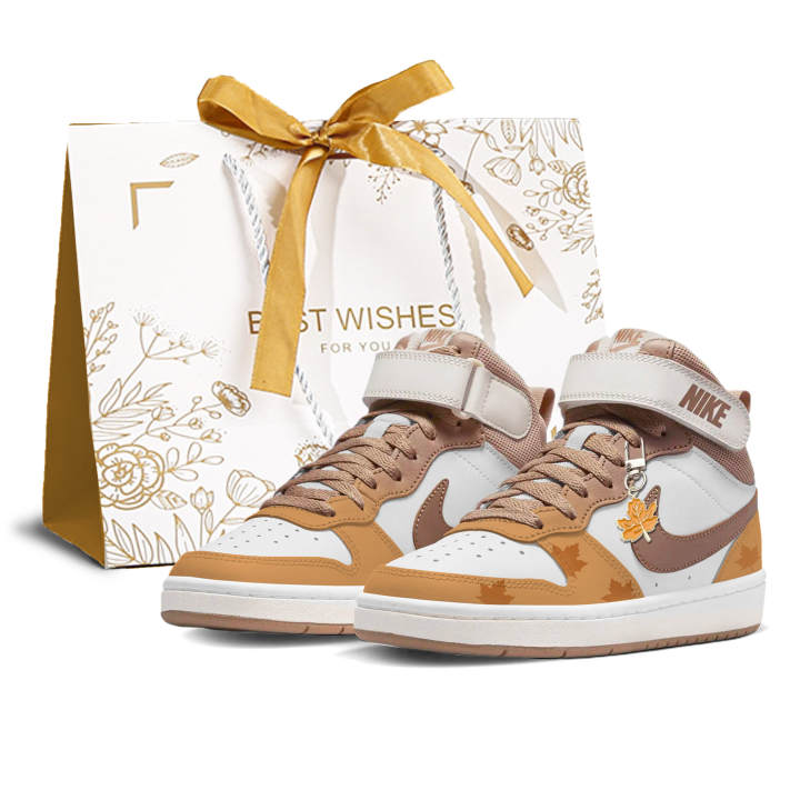 Nike Nike Court Borough Red Maple Reflecting Autumn Leather Slip Resistant Abrasion Resistant