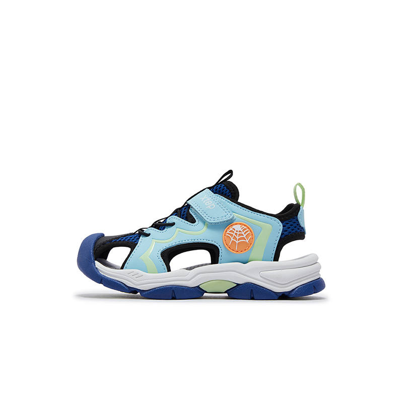 XTEP Synthetic Leather, Textile Slip Resistant And Breathable Low top Children's Sandals Cirrus Blue Cosmic Blue