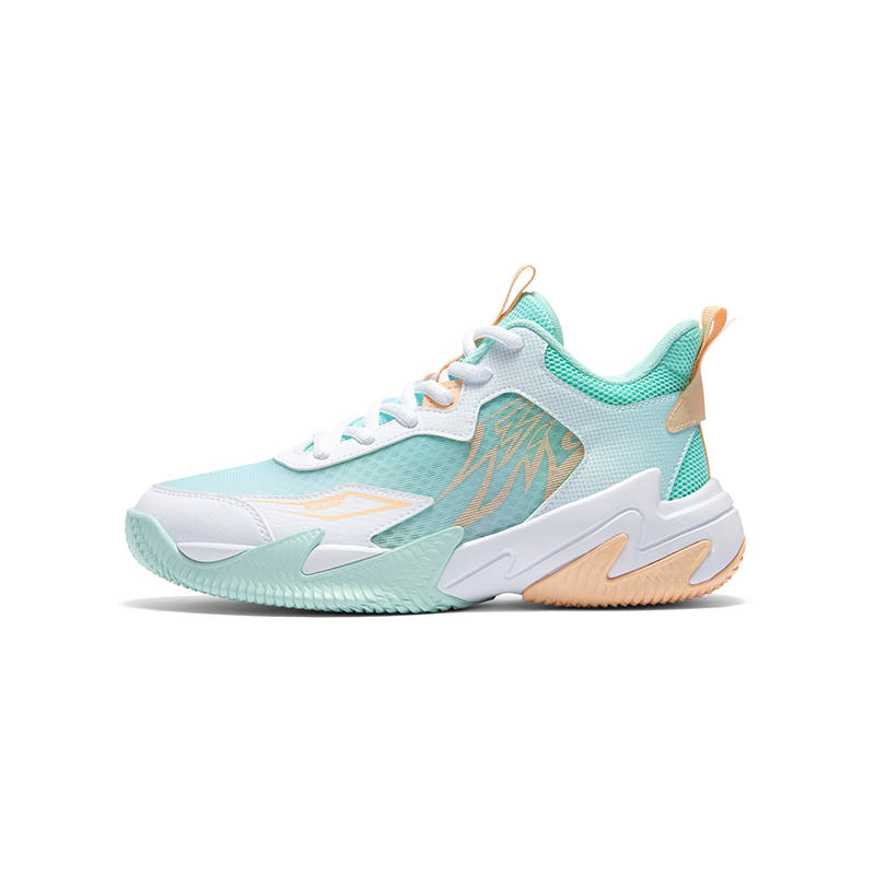 361°KIDS Brave Warrior 2.0 Low top Basketball Shoes Light Blue Green Gauze Style Teenagers