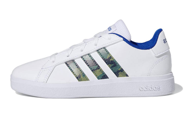 Adidas Neo GRAND COURT K Comfortable Abrasion Resistant Low top Kids' Skateboarding Shoes White Green Blue Kids'