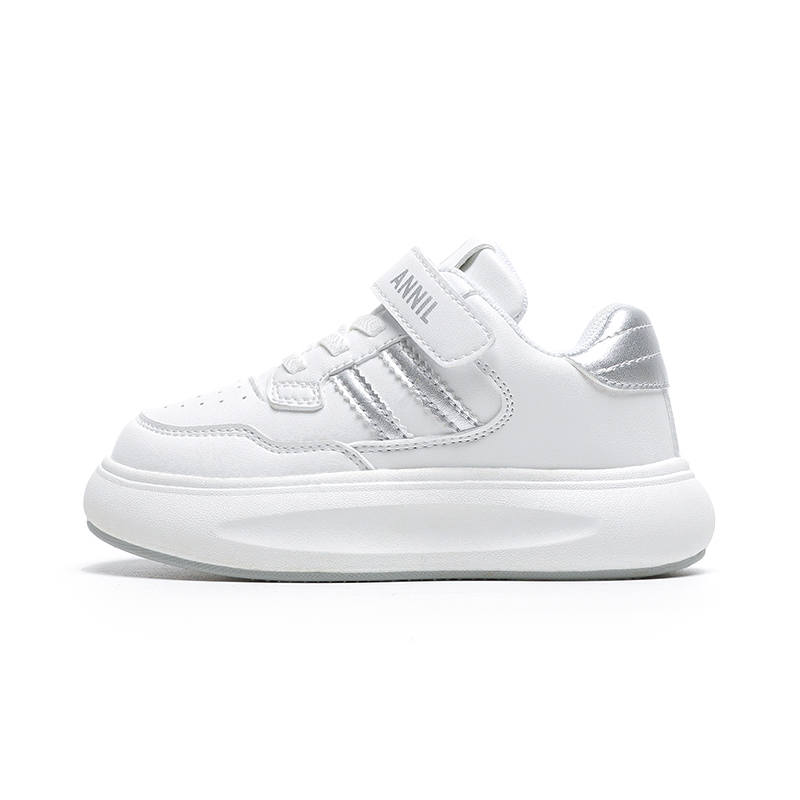 Annil Slip Resistant Abrasion Resistant Low top Kids' Skateboarding Shoes White Silver Kids'