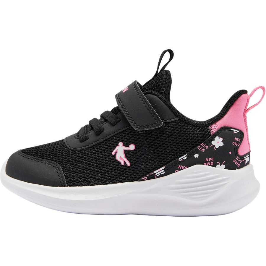 QIAODAN Anti-Slip Wear-Resistant Low-Top Kids' Running Shoes Black Pink Children Aged 3-7 Years Old