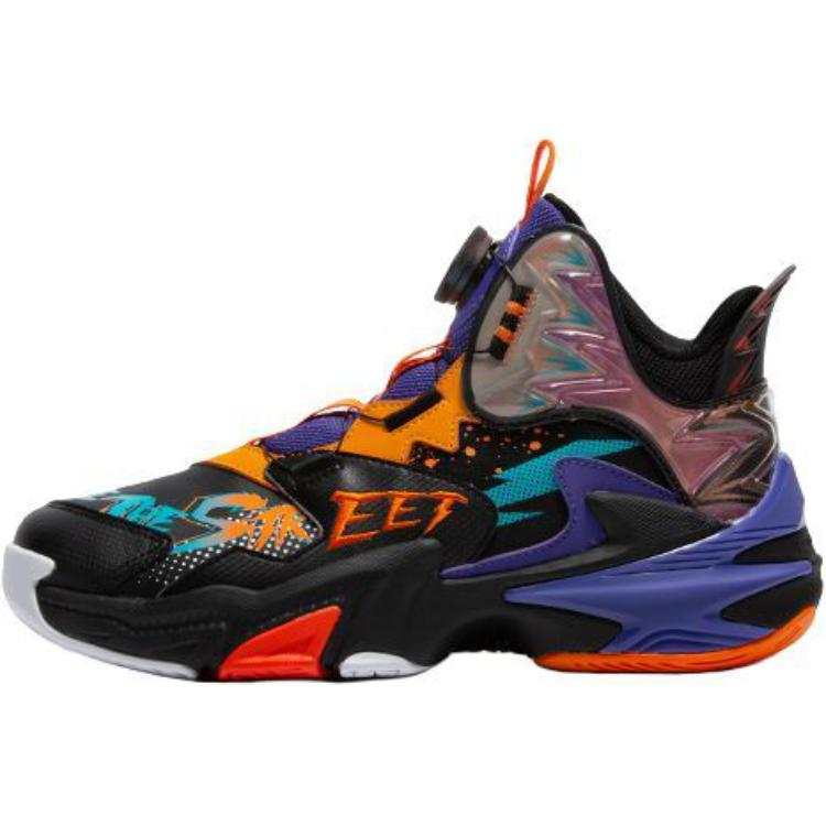 QIAODAN Abrasion Resistant High top Basketball Shoes Black Orange Unisex